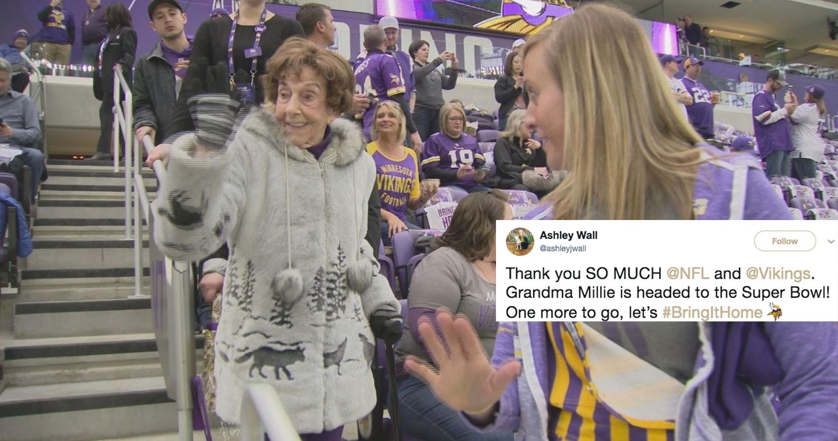 NFL surprises 99-year-old Vikings fan with Super Bowl tickets