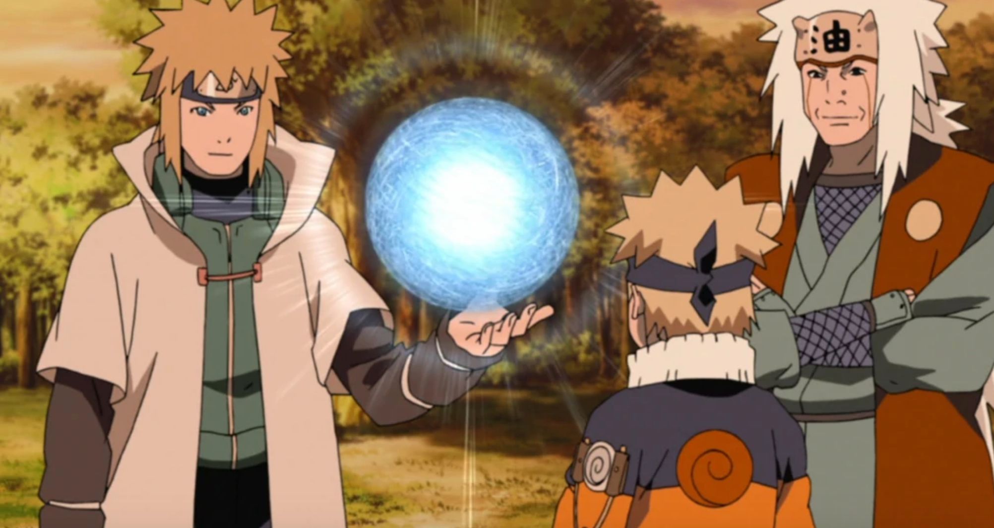 Jiraiya And Naruto Observe Minato Complete A Rasengan
