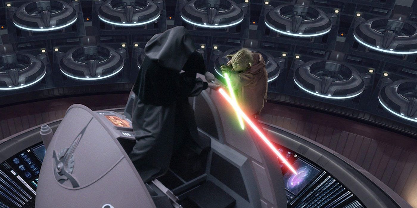 Palpatine fighting Yoda