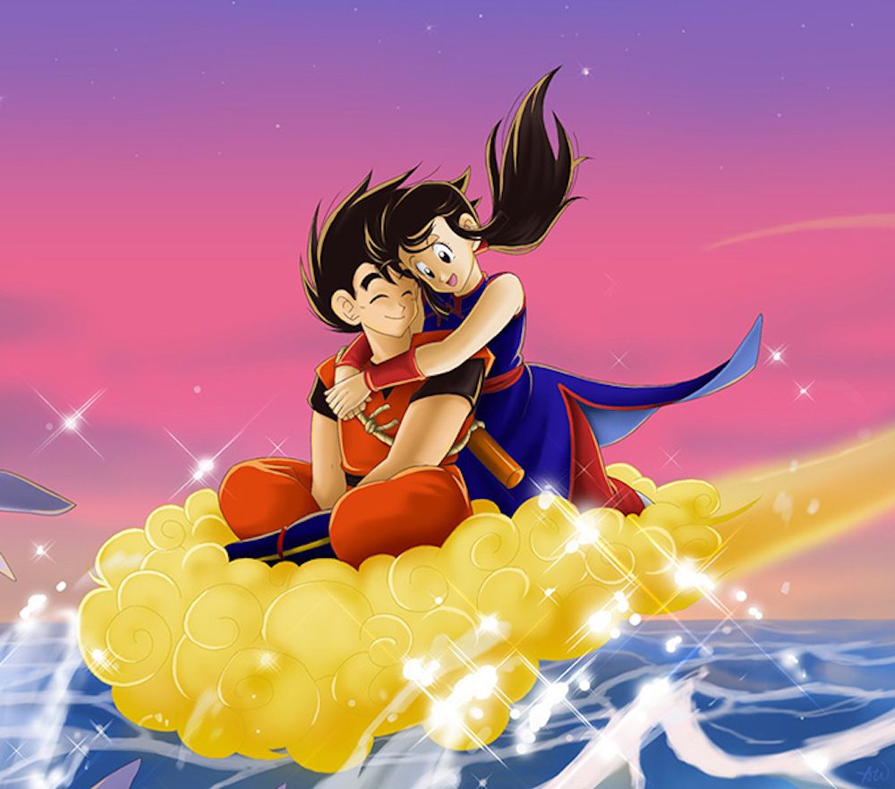 Dragon Ball Goku Chi-Chi On Nimbus Romantic Fan Art