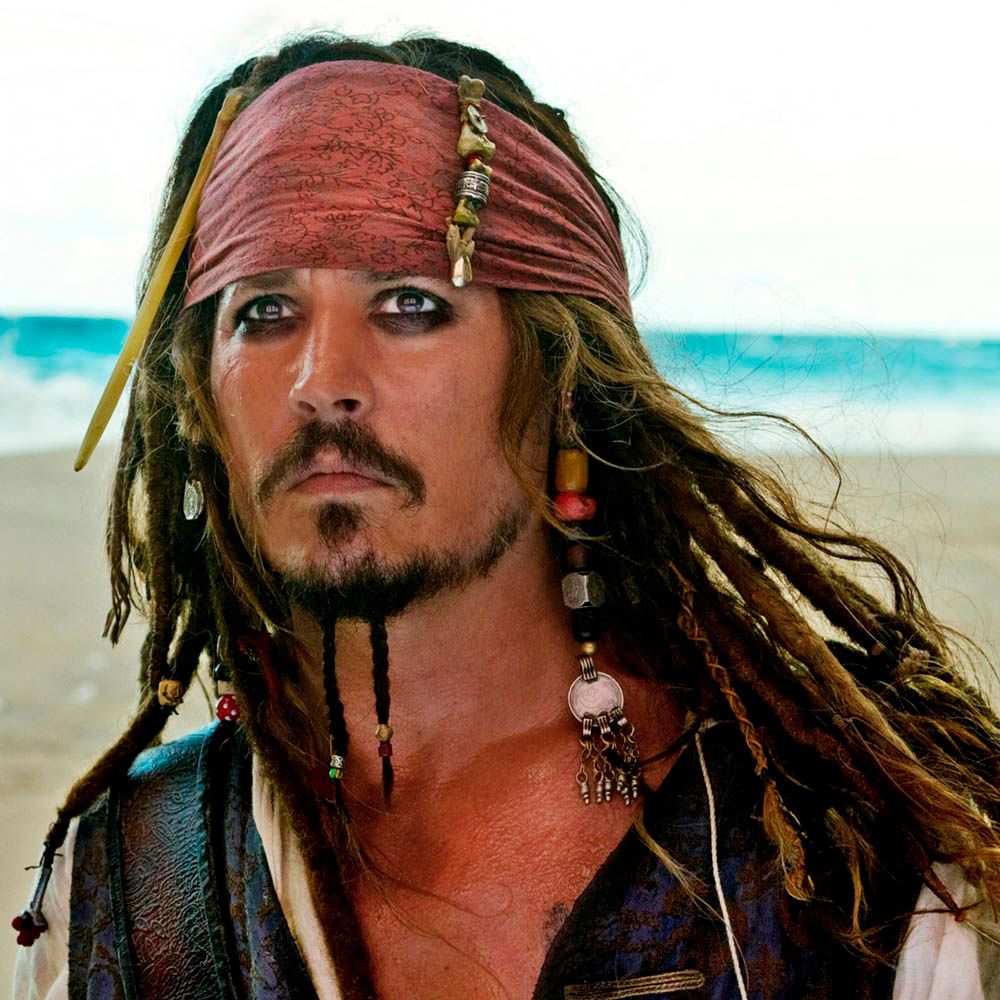 Johnny Depp in the role of Jack Sparrow in Pirates Of The Carribean