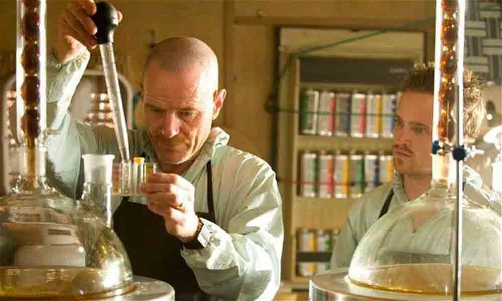 Bryan Cranston cooking meth in a scene from 'Breaking Bad' 
