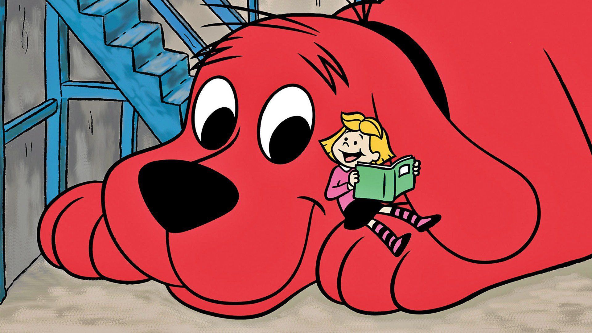 Clifford and his owner hugging