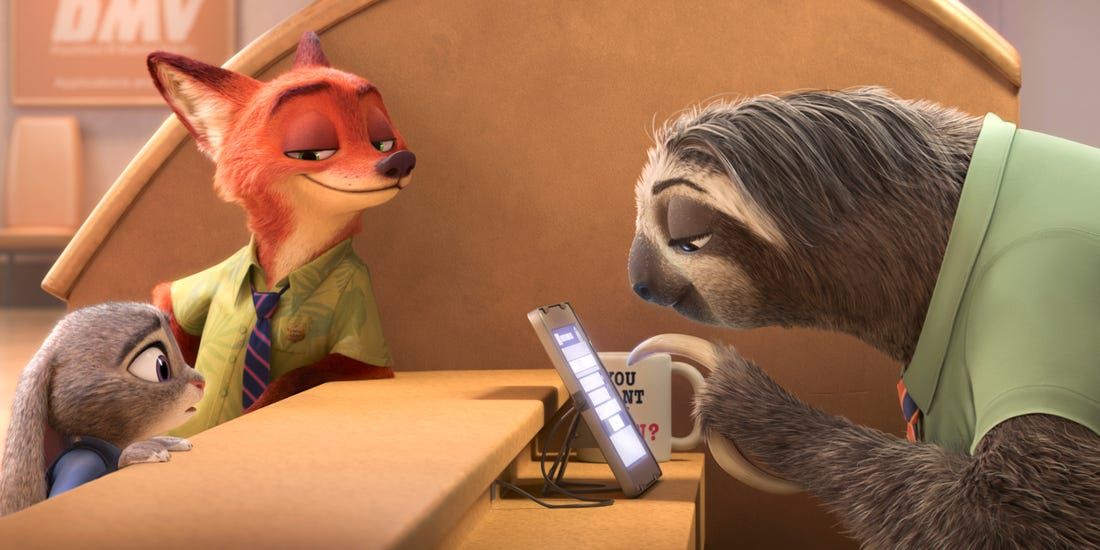 Nick and Judy at the DMV in Zootopia