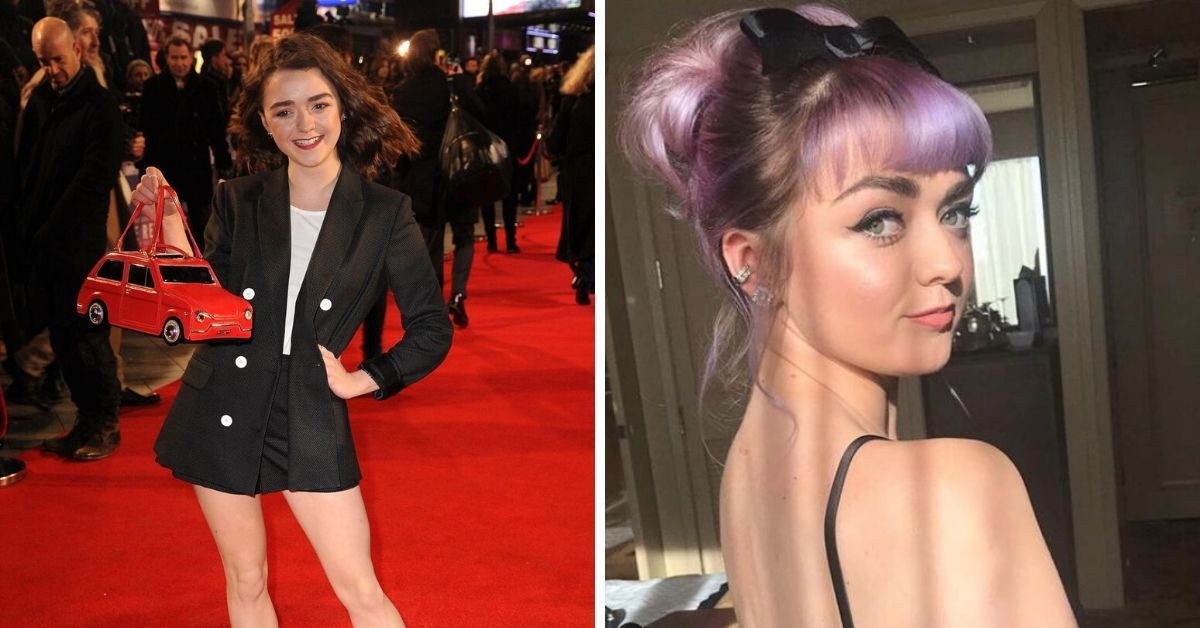 Maisie Williams and Reuben Selby matching pink hair at Sophie