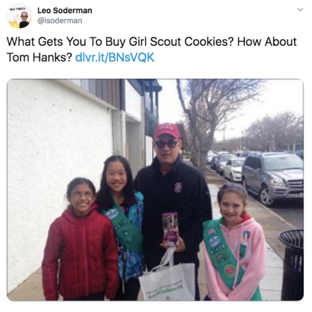 tom hanks buying girl scout cookies