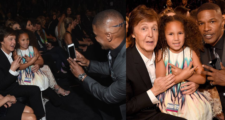 Jamie Foxx e Annalise posano con Sir Paul McCartney