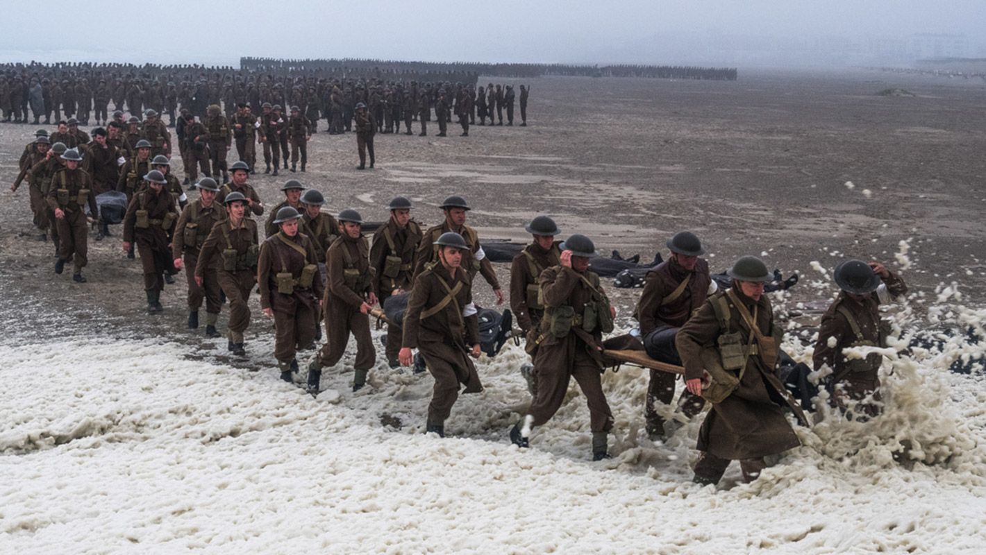 Soldiers on the move in one of the scenes in Dunkirk