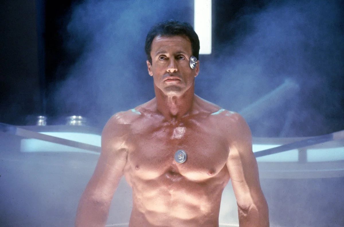 Sylvester Stallone coming out of cryogenic freezing in Demolition Man.