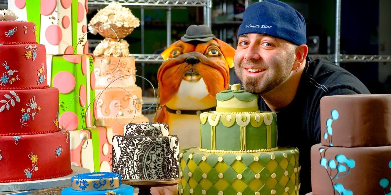 Goldman surrounded by cakes