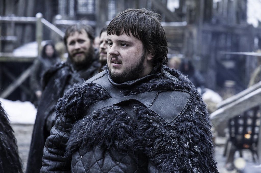 John Bradley as Samwell Tarley at the Wall in Game of Thrones.