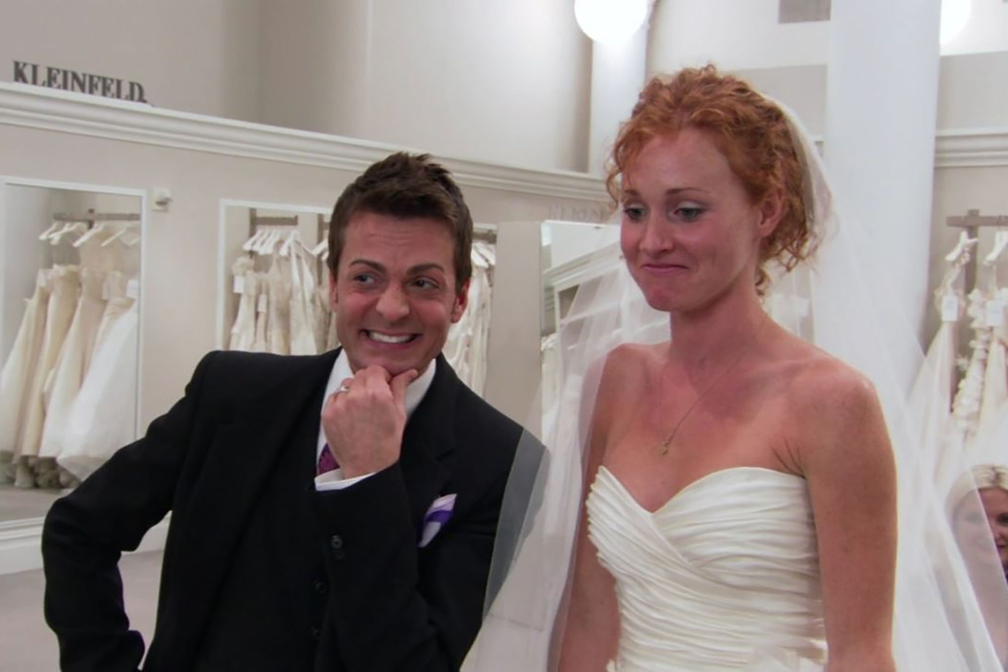 Nicole trying on wedding dress with Randy on Say yes To the dress