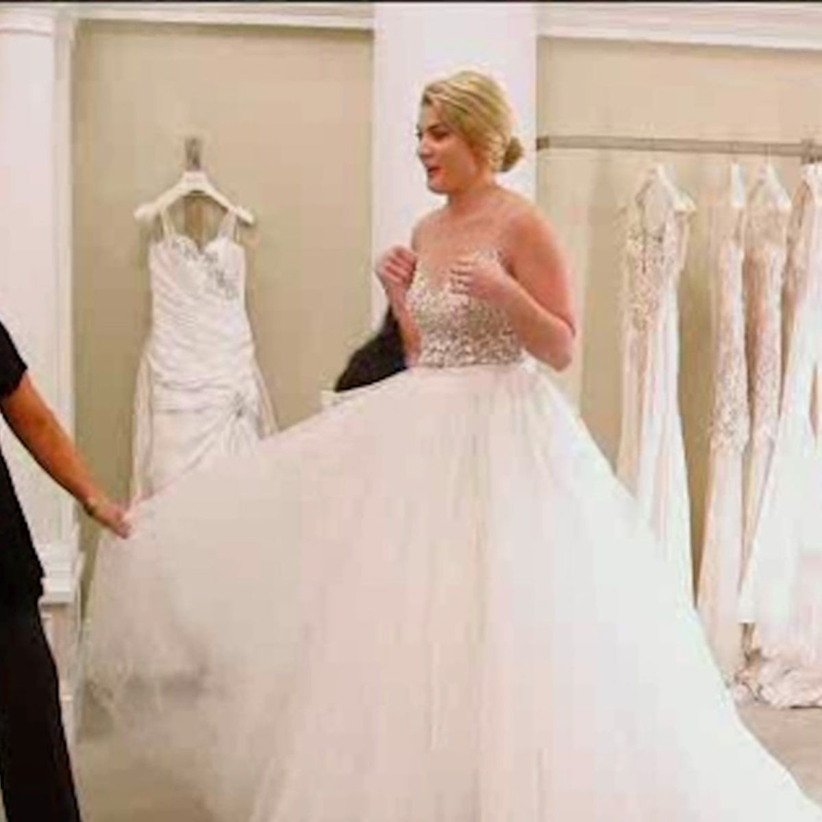 Bride Alexandra trying on a gown for Say Yes To The Dress