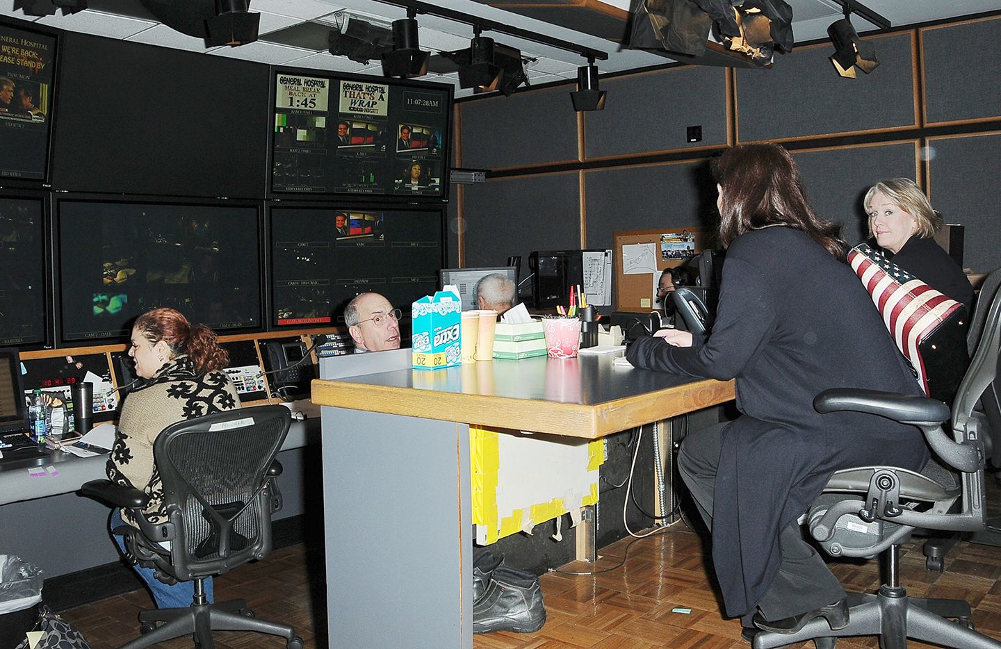 The crew goes to work on the General Hospital set