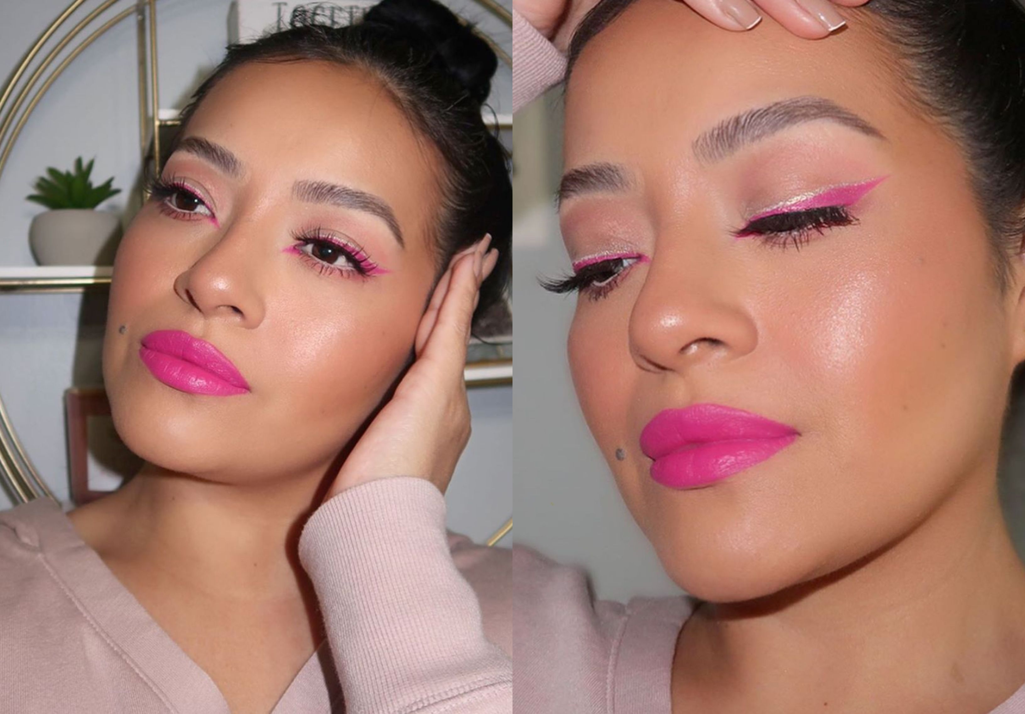 Barbie-inspired hot pink makeup