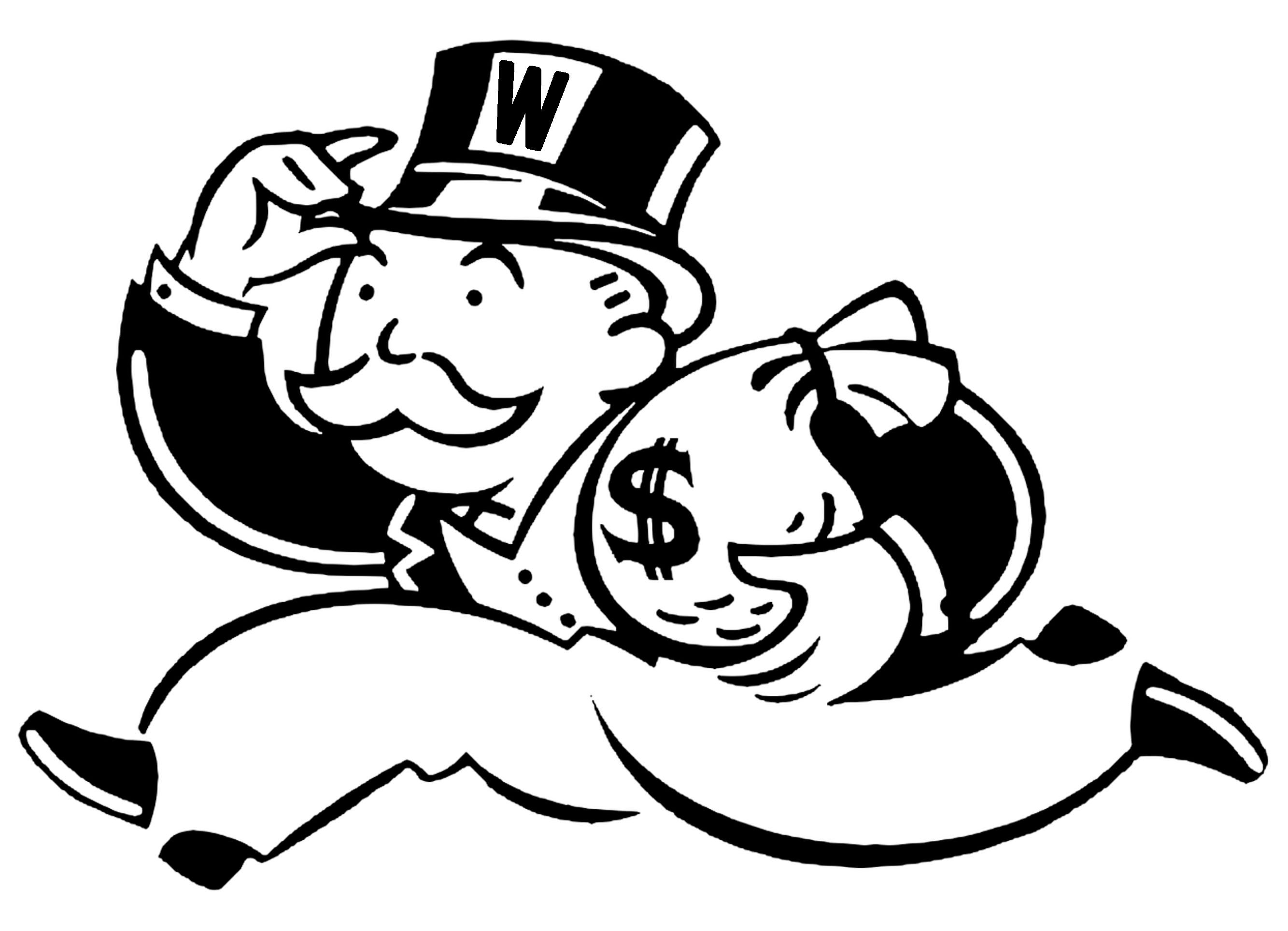 Mr. Monopoly carrying bag of money