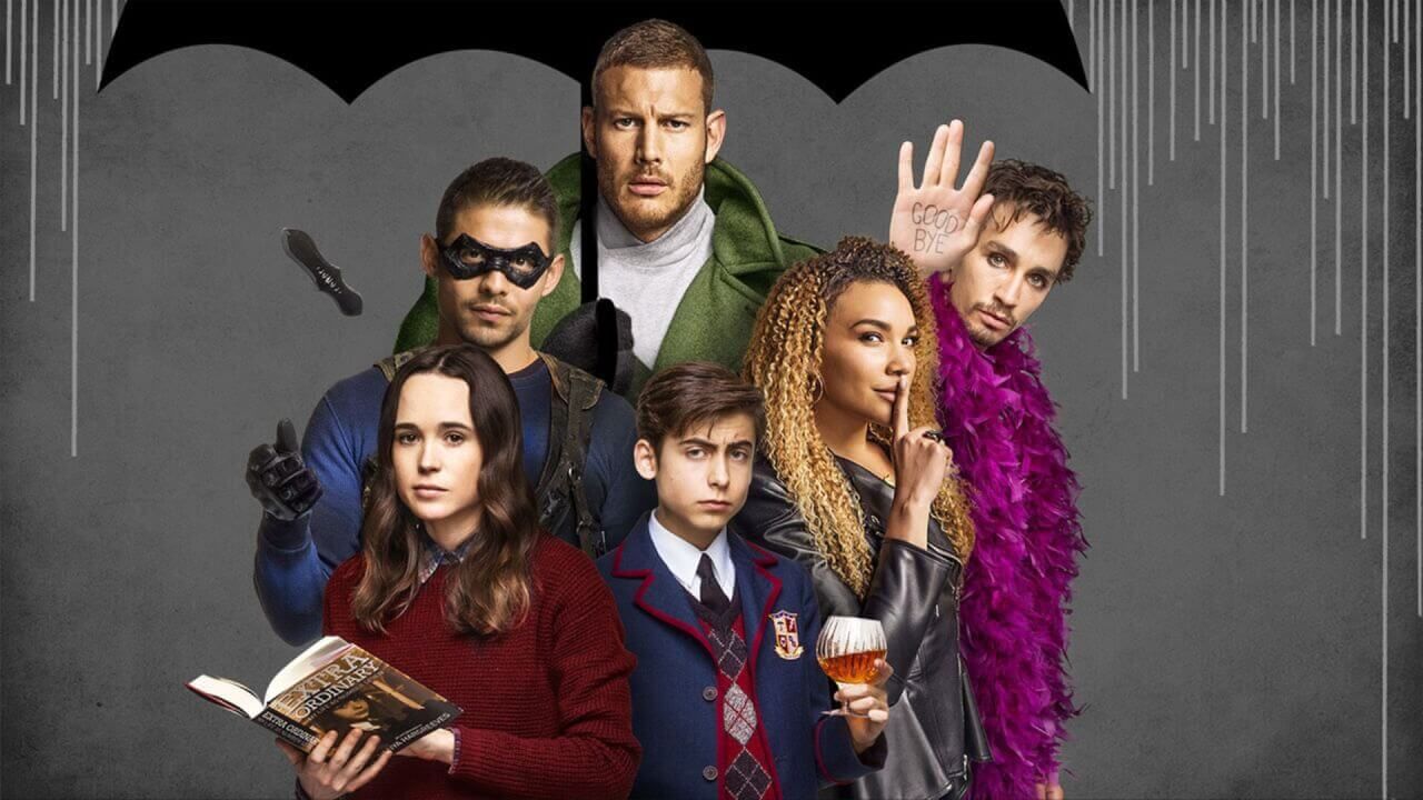 The umbrella academy characters posing for a picture