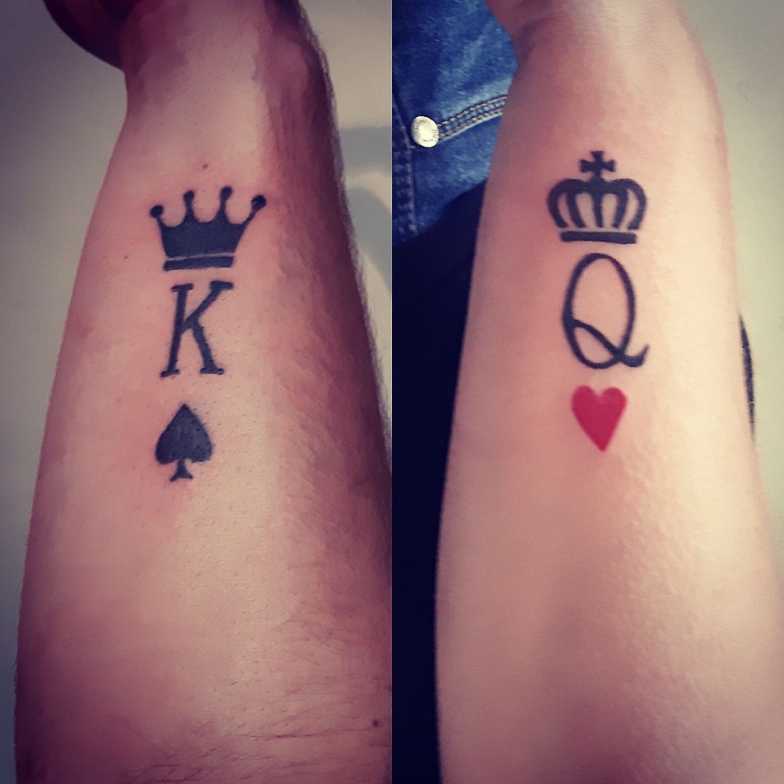 An example of a king and queen couple tattoo