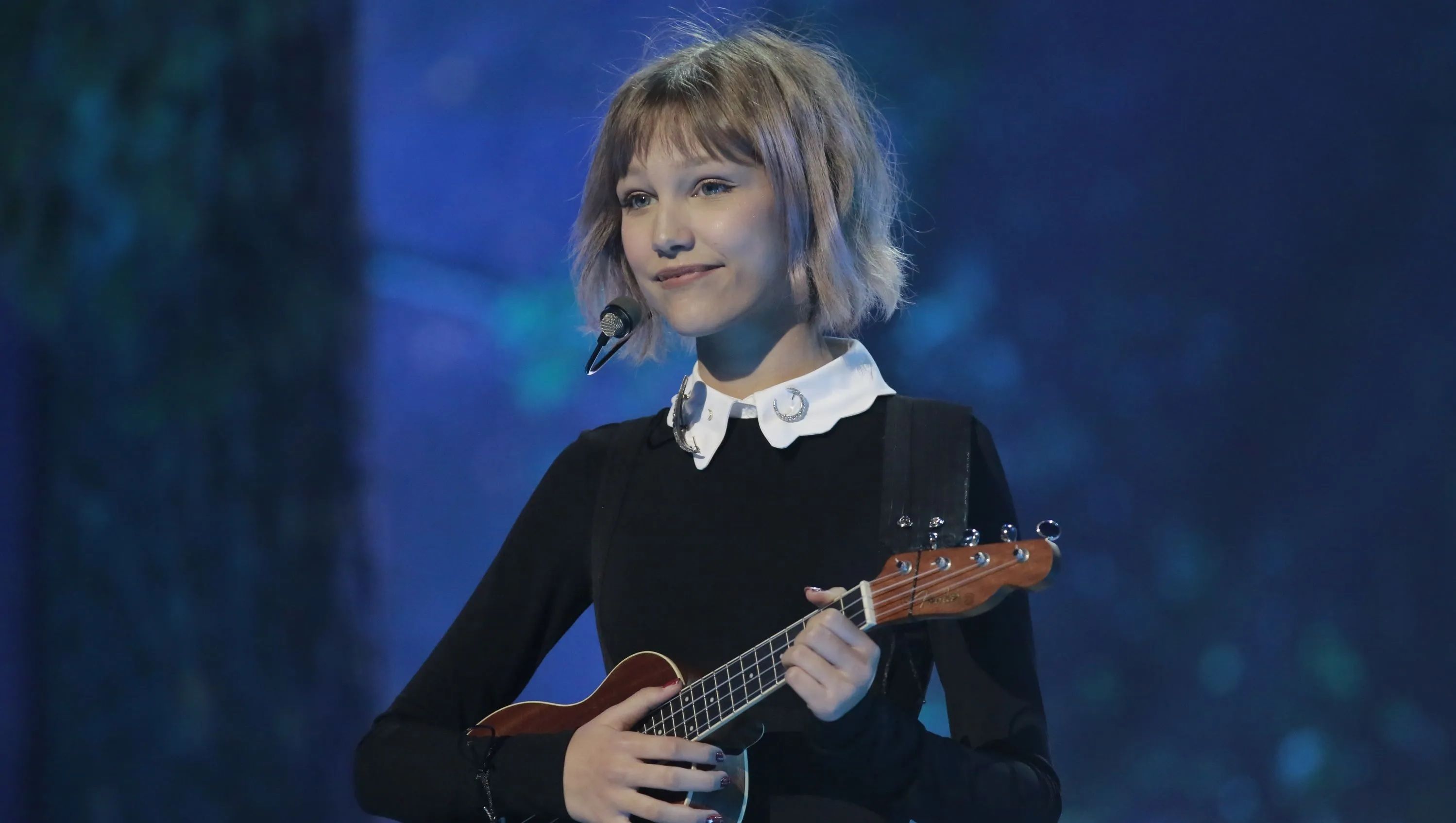 Grace VanderWaal performing a song on America's Got Talent.