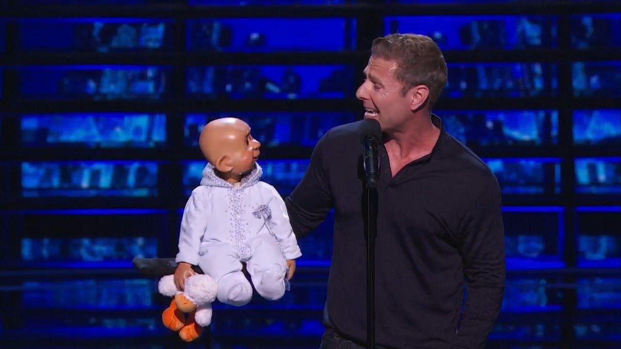 Paul Zerdin doing his ventriloquist act on America's Got Talent.