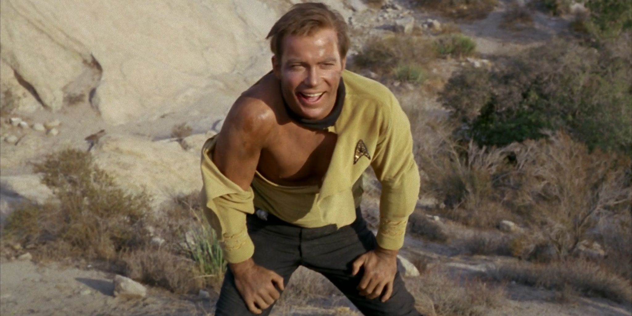 William Shatner as fighting Kirk on Star Trek