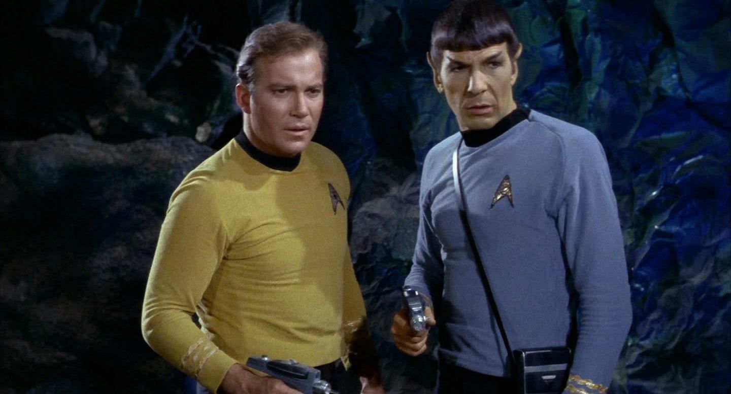Kirk and Spock in Star Trek TOS episode &quot;Devil in the Dark&quot;