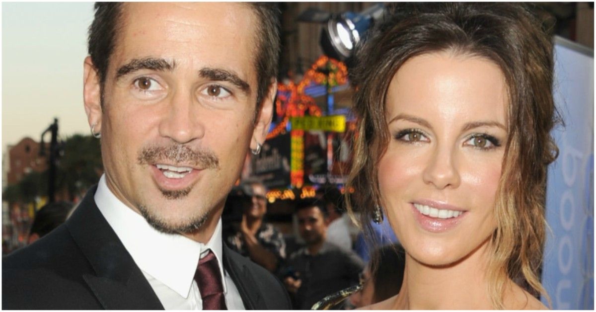 Colin farrell red carpet for total recall with Kate Beckinsale