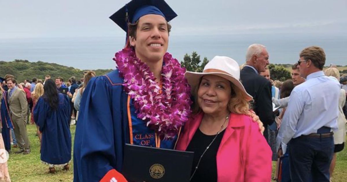 Arnold Schwarzenegger's son Joseph Baena with his mom Mildred Baena at a graduation ceremony