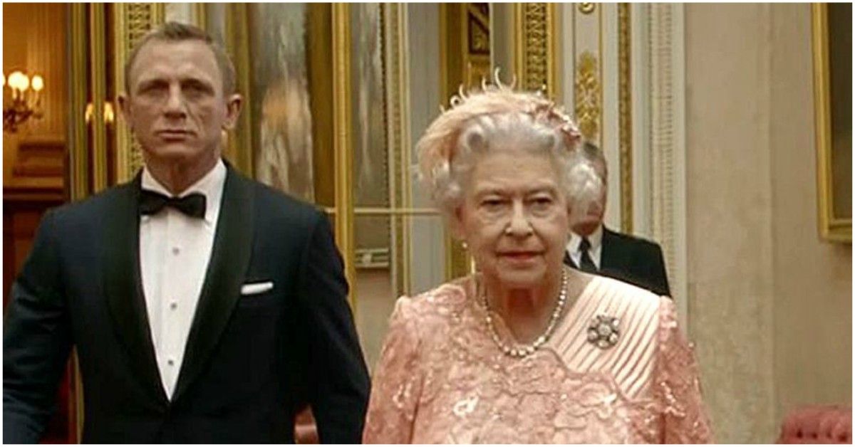 Daniel Craig as James Bond with the queen
