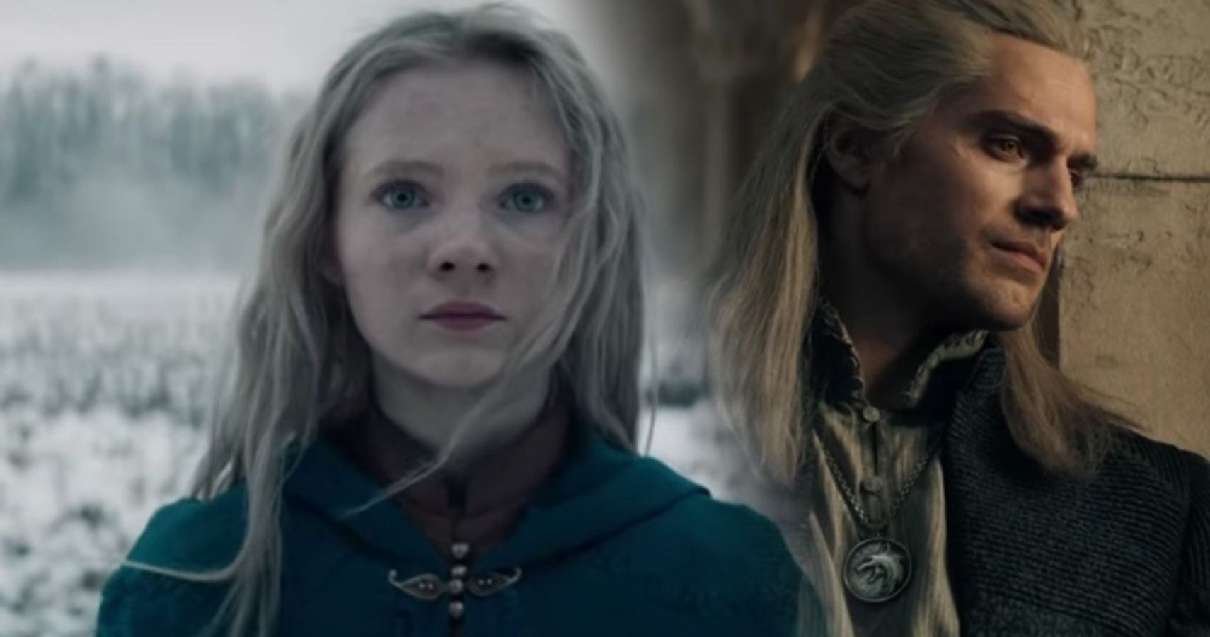 Freya Allan as Ciri and Henry Cavill as Geralt