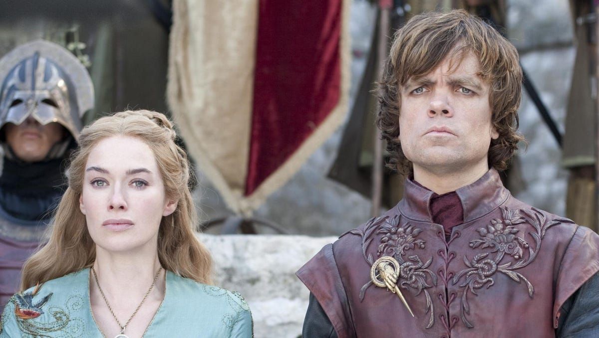 Lena Headey as Cersei and Peter Dinklage as Tyrion Game of Thrones