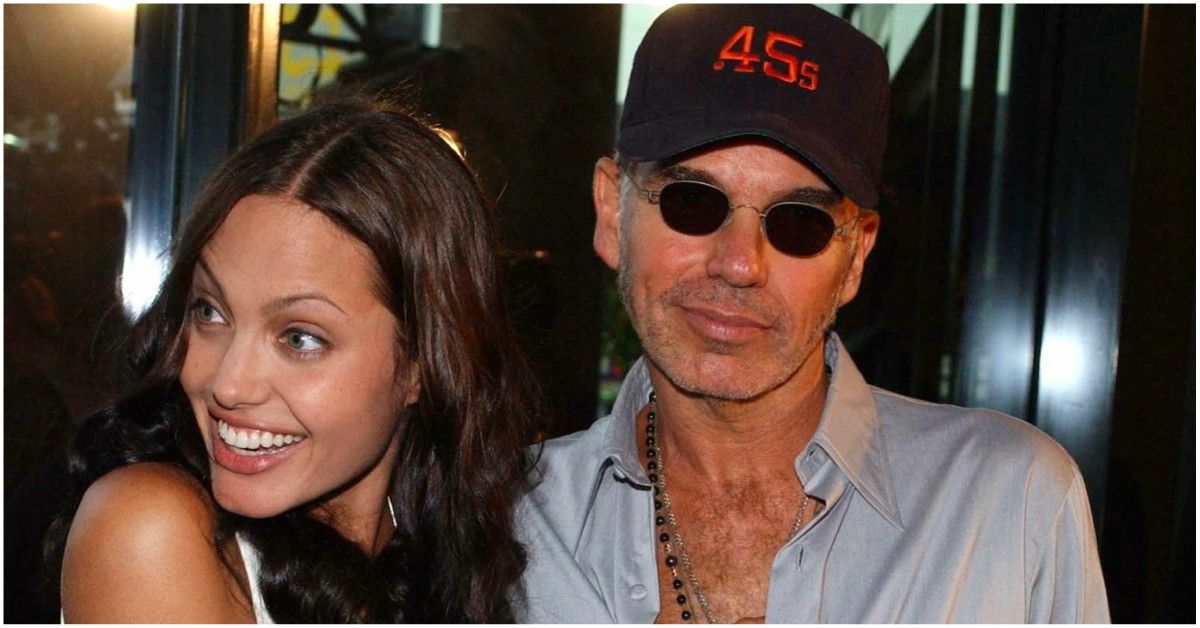 Angelina Jolie and Billy Bob Thornton wearing the infamous blood necklaces
