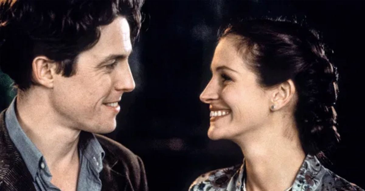 Notting Hill scene with Hugh Grant and Julia Roberts
