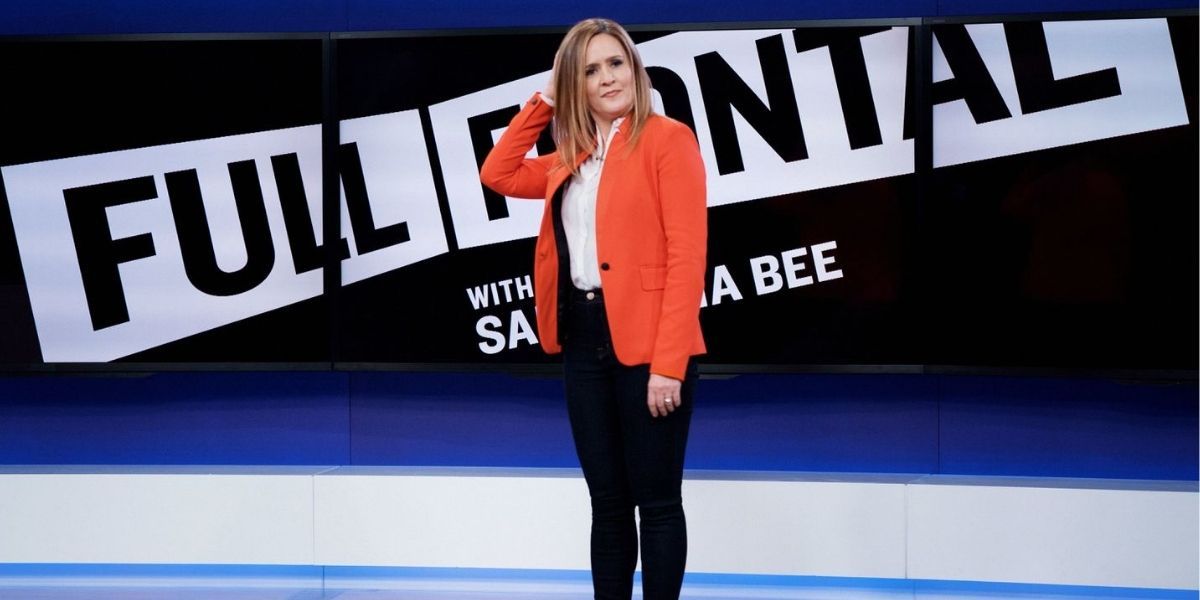 Samantha Bee on set of her talk show Full Frontal