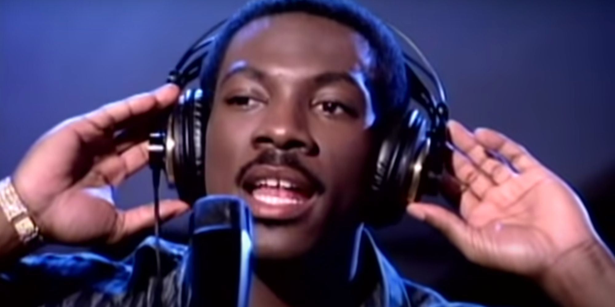 Eddie Murphy in the recording studio a still from Party All The Time