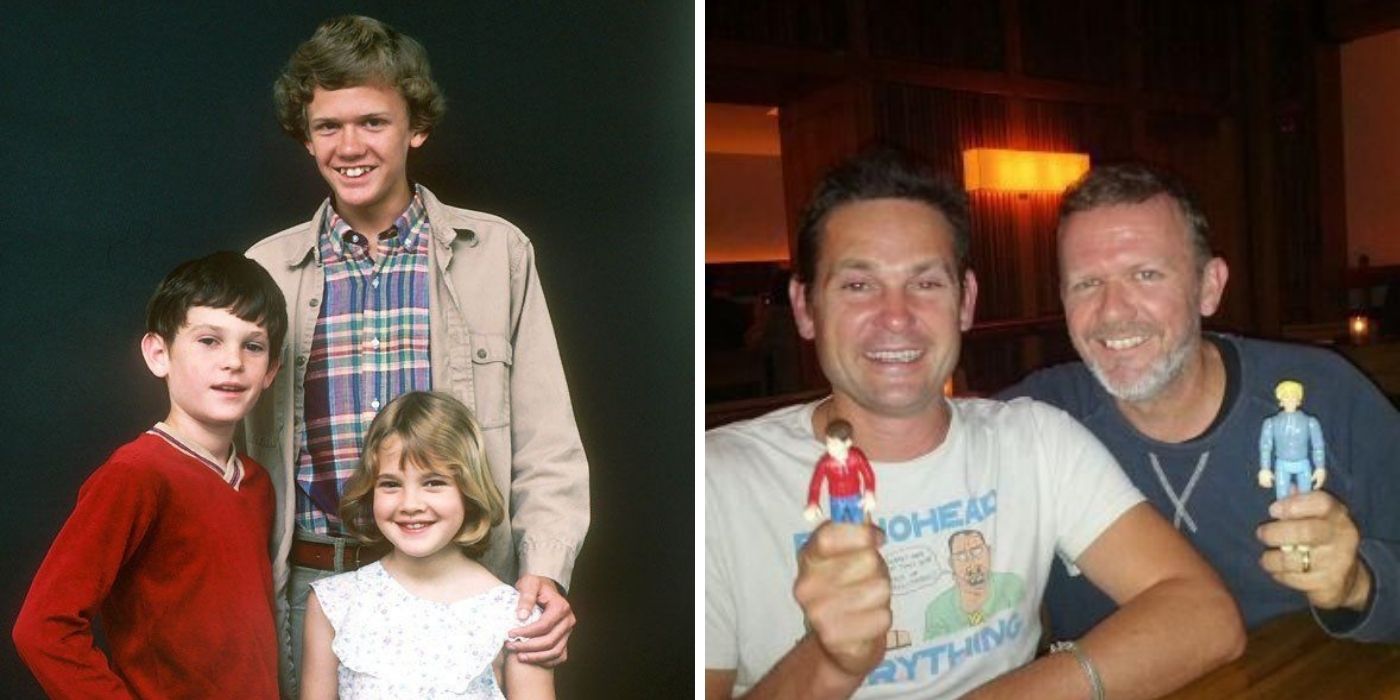 Henry Thomas, Drew Barrymore, and Robert MacNaughton in the '80s - Henry Thomas and Robert MacNaughton with 'E.T.' figurines of their characters