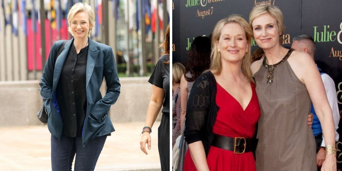 Jane Lynch walking - Meryl Streep with Jane Lynch