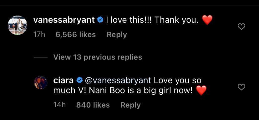 Vanessa Bryant comment IG