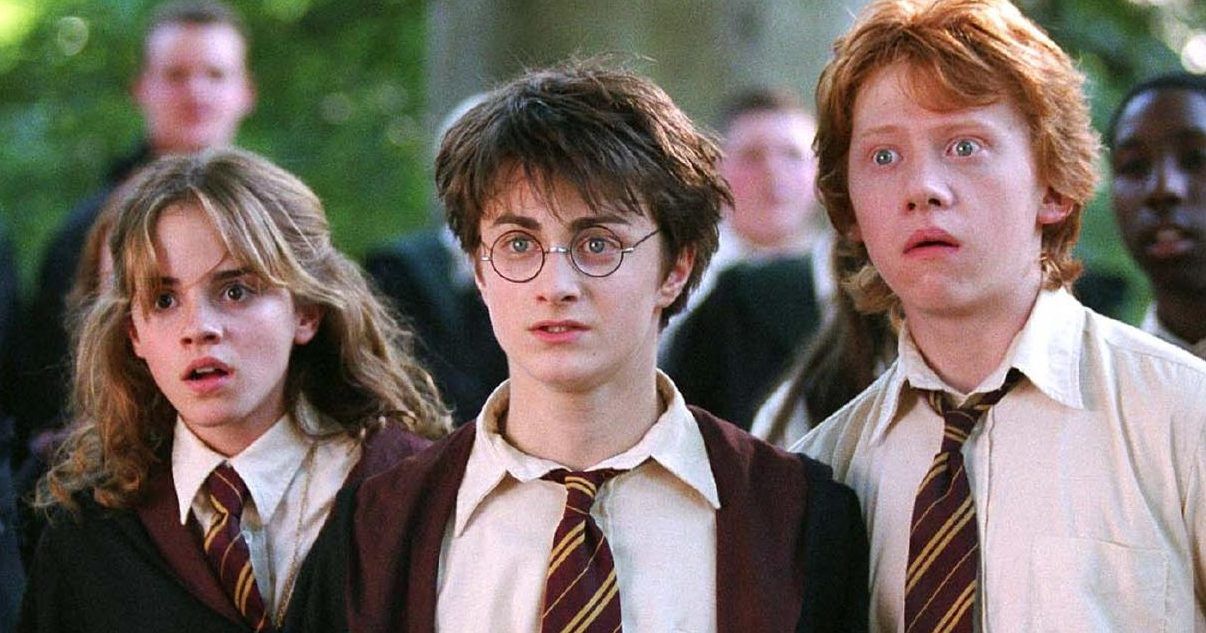 Harry, Ron, and Hermione in the Harry Potter films