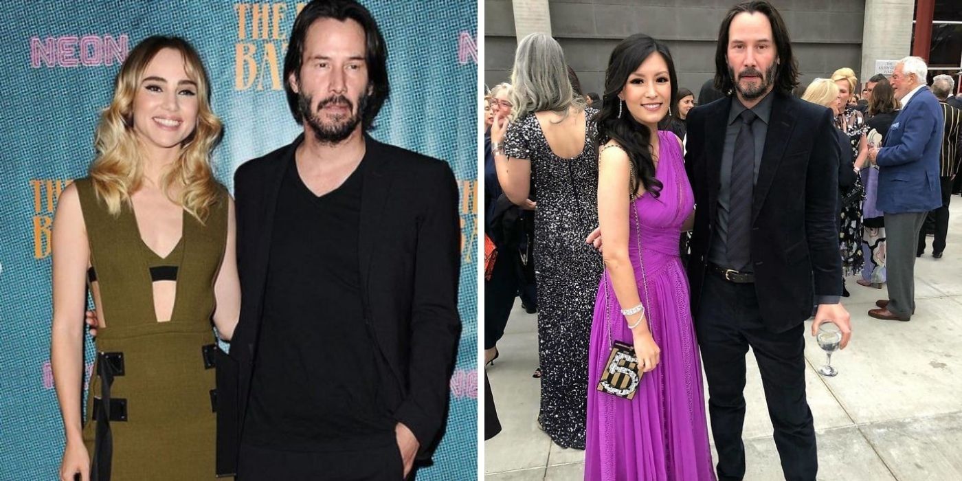 Keanu Reeves posing with women co-stars without touching them
