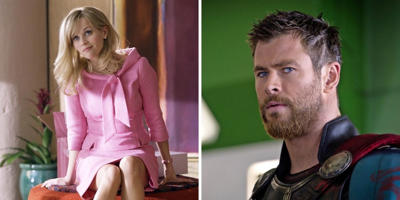 Reese Witherspoon in pink outfit from 'Legally Blonde' - Chris Hemsworth as Thor