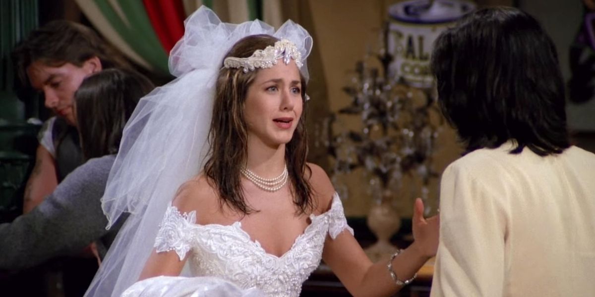 Rachel in her wedding dress in the pilot episode of Friends