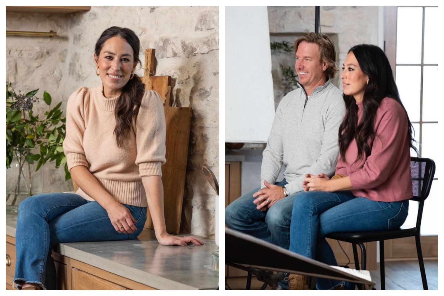 joanna gaines and joanna and chip gaines being interviewed
