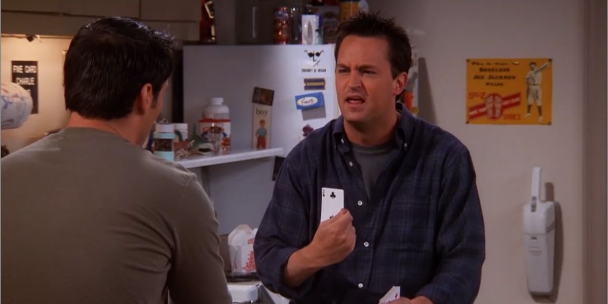 Chandler playing cards with Joey 