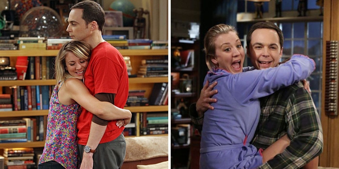 Kaley Cuoco hugging Jim Parsons on 'Big Bang Theory'