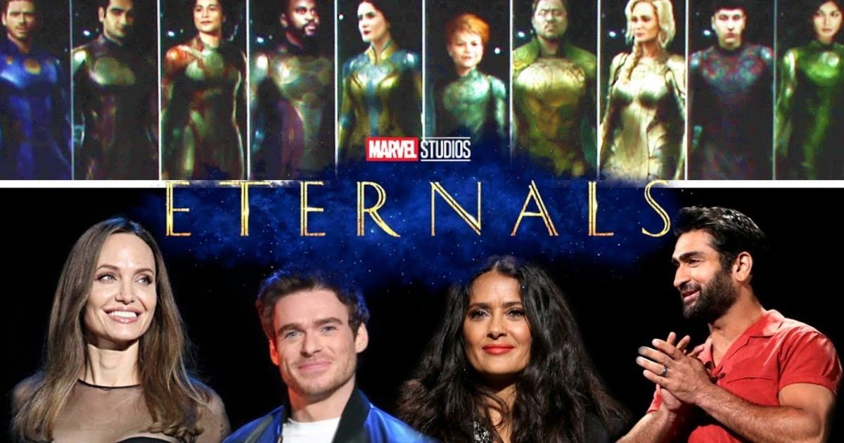 Angelina Jolie, Richard Madden, Salma Hayek, and Kumail Nanjiani from the Marvel's 'Eternals' cast