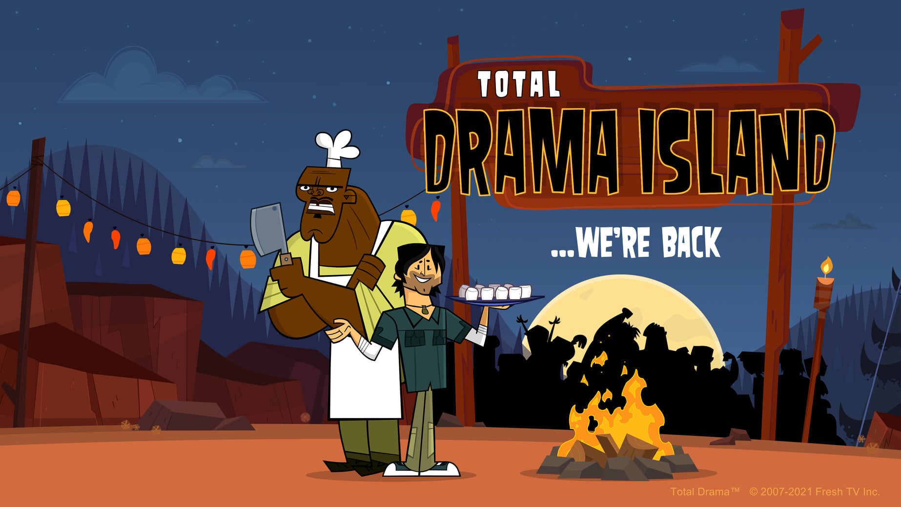 Television host Chris McLean and Chef Hatchet from Total Drama