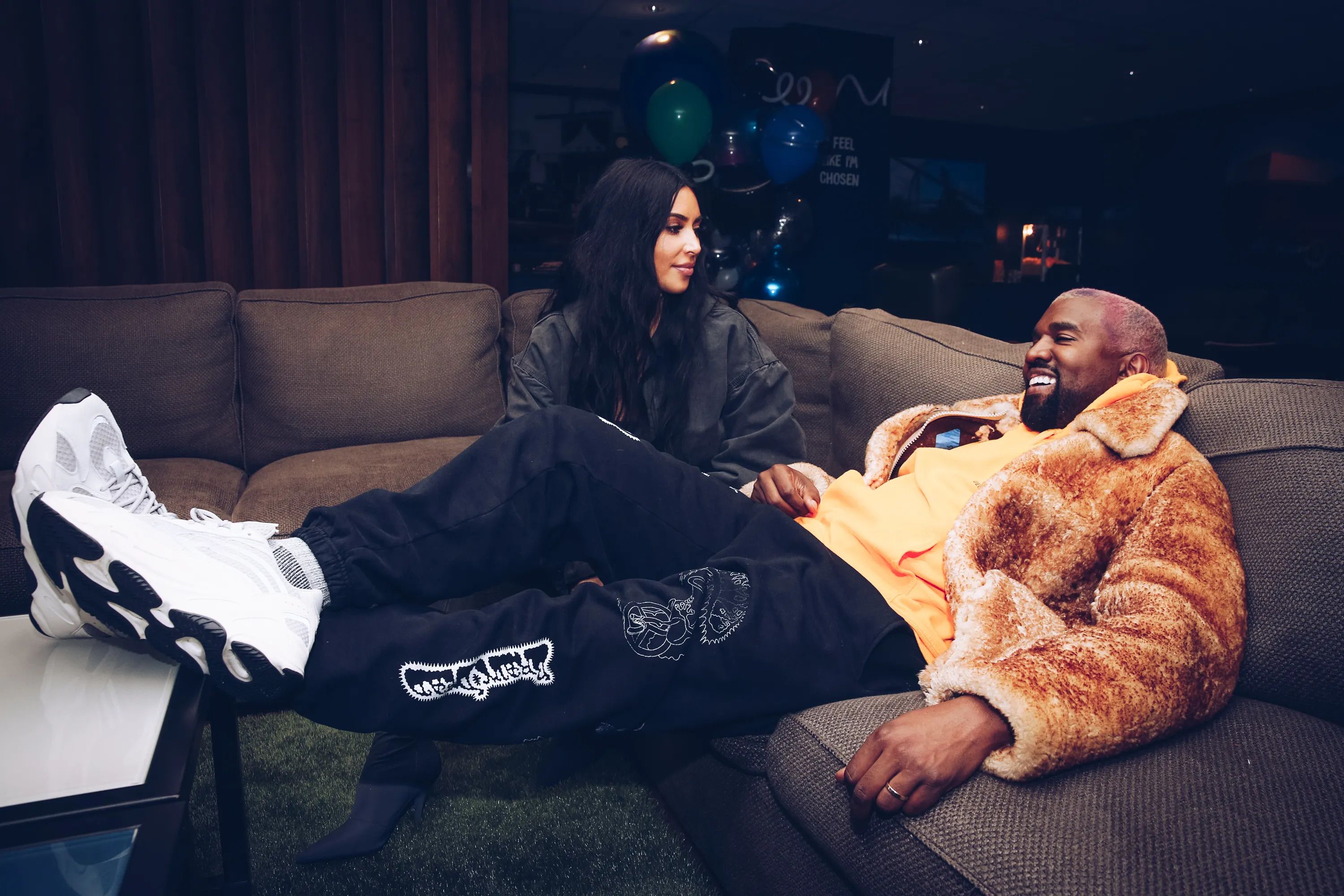 Kim Kardashian and Kanye West Celebrating