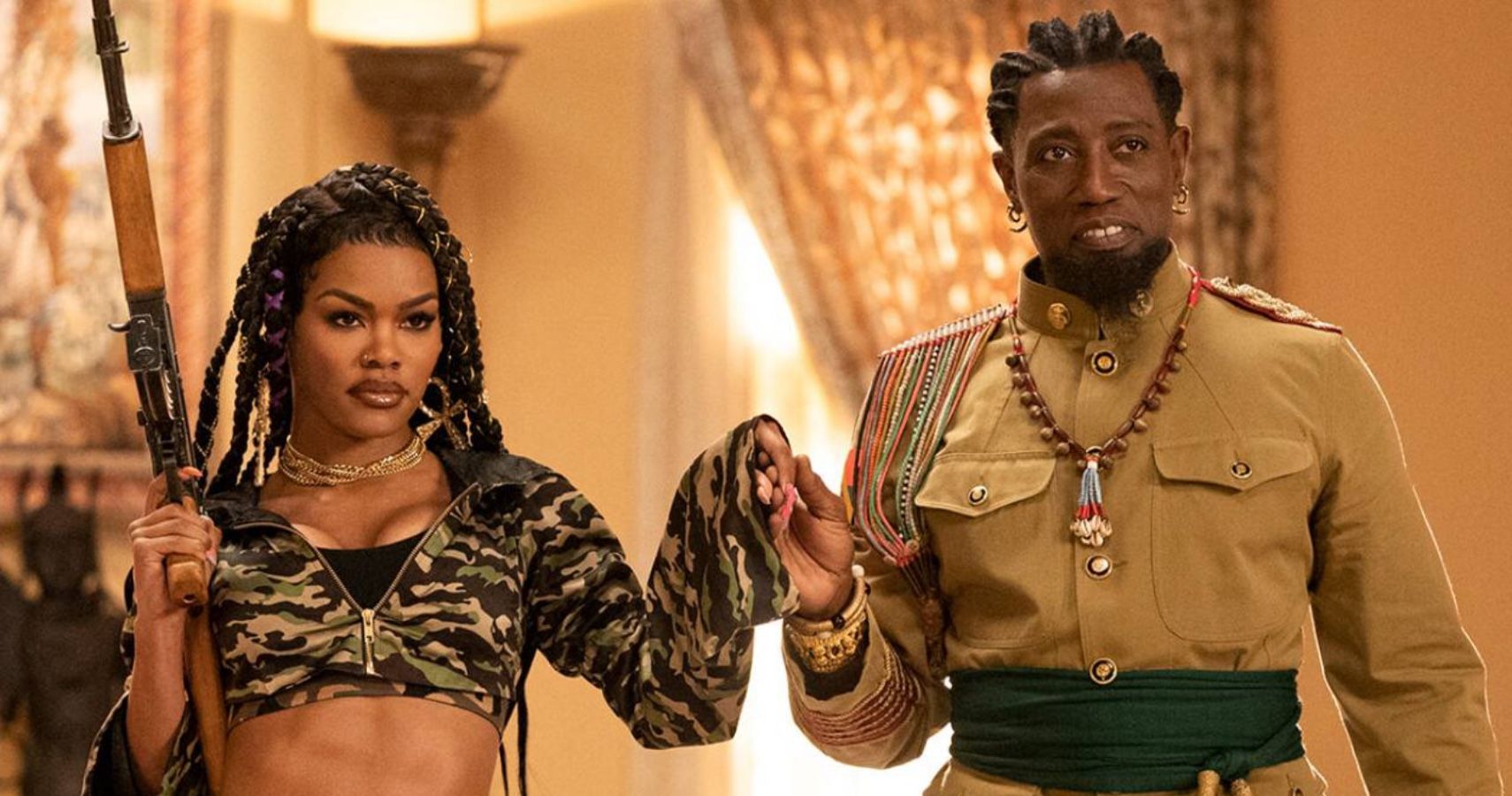 Teyana Taylor and Wesley Snipes in Coming 2 America