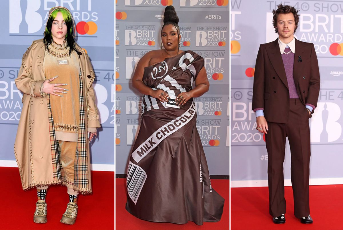 Billie Eilish, Lizzo, and Harry Styles at BRIT Awards red carpet